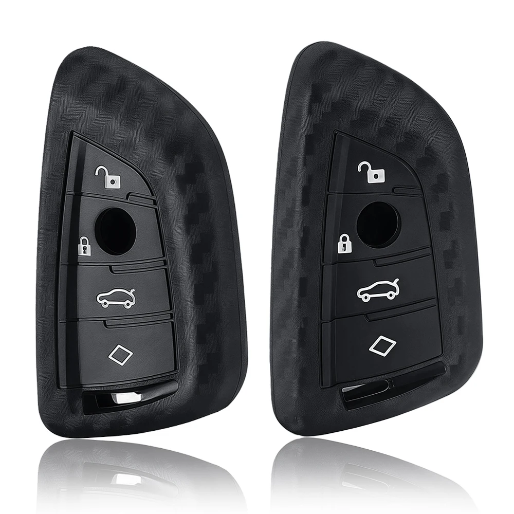 4 Button Carbon Fibler Silicone For BMW X1 X3 X4 X5 X6 F15 F16 F48 G30 G38 525 540 740 1 2 5 7 Series Key Protector Case