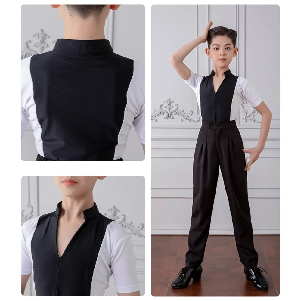 Kids Clothes Latin Boy Set Competition Uniform Dance Wear Stage Performance Costume Children Clothing Practice Uniform Top Pants