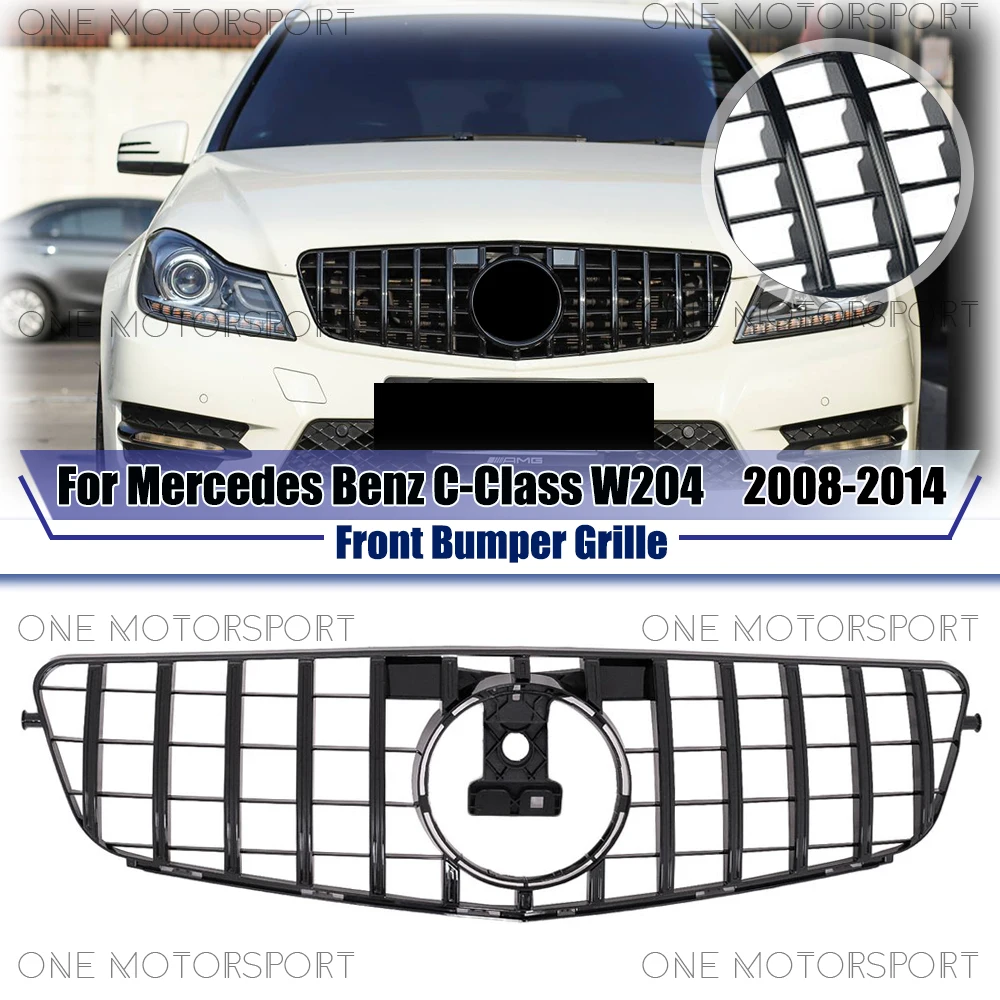 

GTR Стиль для Mercedes Benz C-Class W204 2008-2014 C180 C200 C230 C250 C280 C300 C350 Глянцевая черная гоночная решетка Решетки бампера