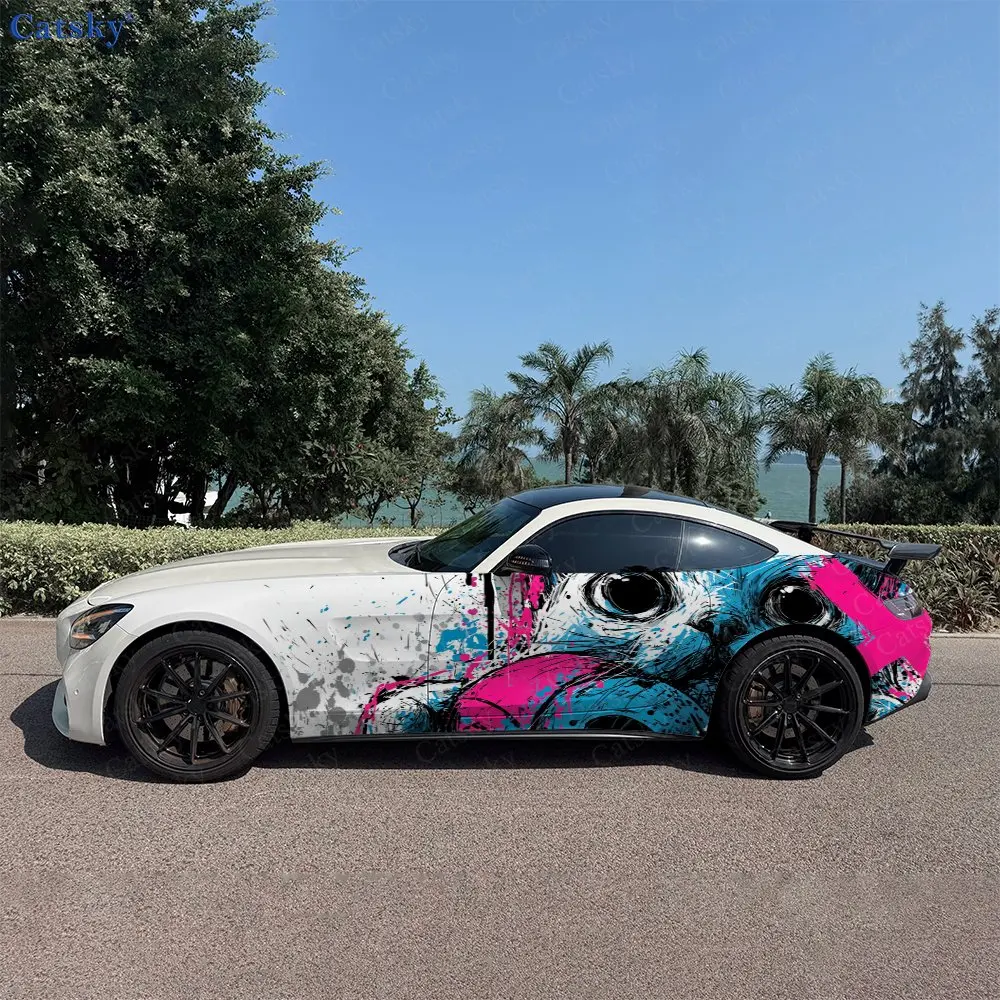 Splashed Color X-Cat Car Side Wraps, Self-Adhesive PVC Waterproof & Scratch-Resistant Stickers, Car Accessory Gift