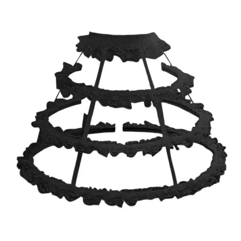 لوليتا 3 الأطواق الجوف خارج قفص ثوب نسائي تنورة الصلب الجوفاء زفاف العروس خمر تنورة الكشكشة الدانتيل كرينولين