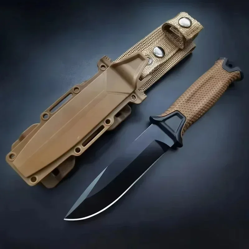 شفرة ثابتة من الفولاذ المقاوم للصدأ ، شفرة للتخييم في الهواء الطلق ، سكين صيد بغلاف ، قاطع نوافذ ، شفرة جديدة ، ونصل قوي ، ونصل ثابت