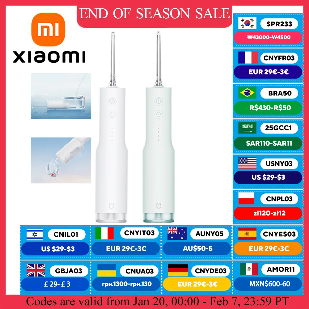 XIAOMI MIJIA F300 Portable Oral Irrigator Dental For Irrigator Teeth Water Flosser Oral Cleaner water thread Teeth