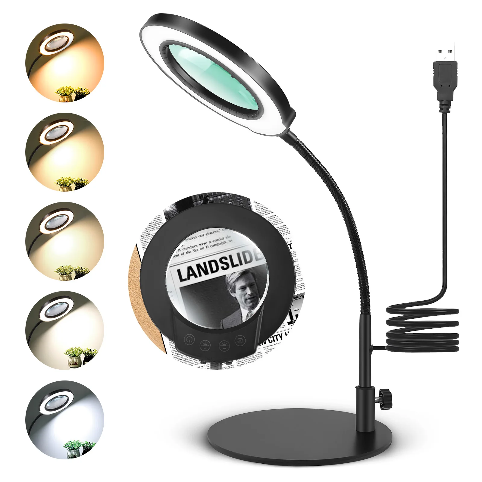 10X Schwanenhals-Nagellampe, 6,3-Zoll-Lupelampe, USB-Leselampe, Augenschutz, Lernlampe, LED-Arbeitswartung, Schönheits-Nagellampe