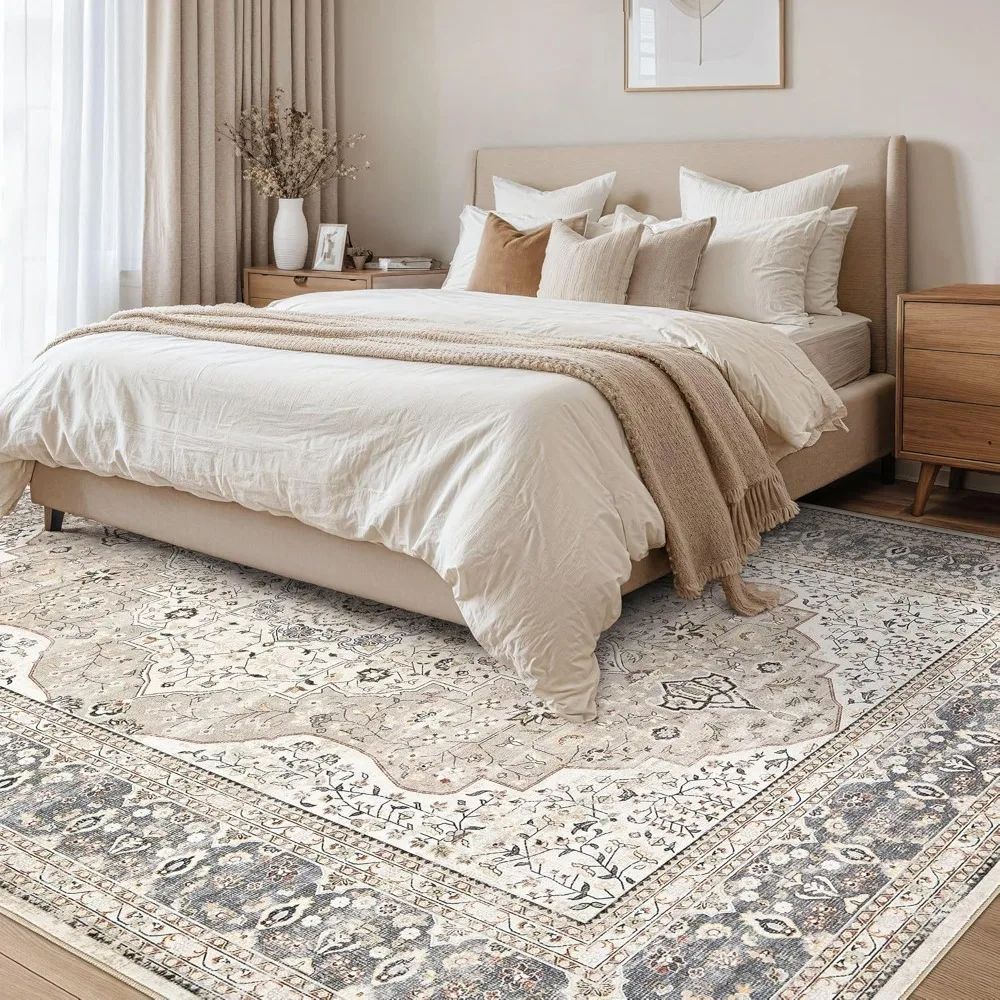 Stain and Fade Resistant 9x12 Washable Area Rugs for Various Rooms - Suitable for Living Room, Bedroom, Dining Room, and Home Of