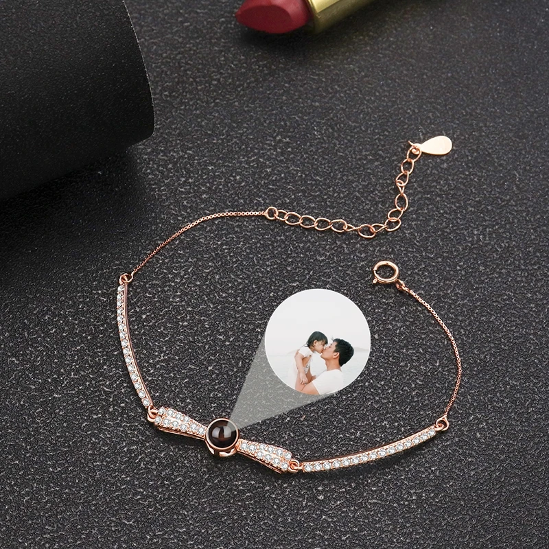 Naszyjnik z projekcją zdjęć na zamówienie dla kobiet, naszyjnik z zawieszką w kształcie muchy, prezent dla dziewczyny, najlepszej przyjaciółki, personalizowany, srebro próby 925