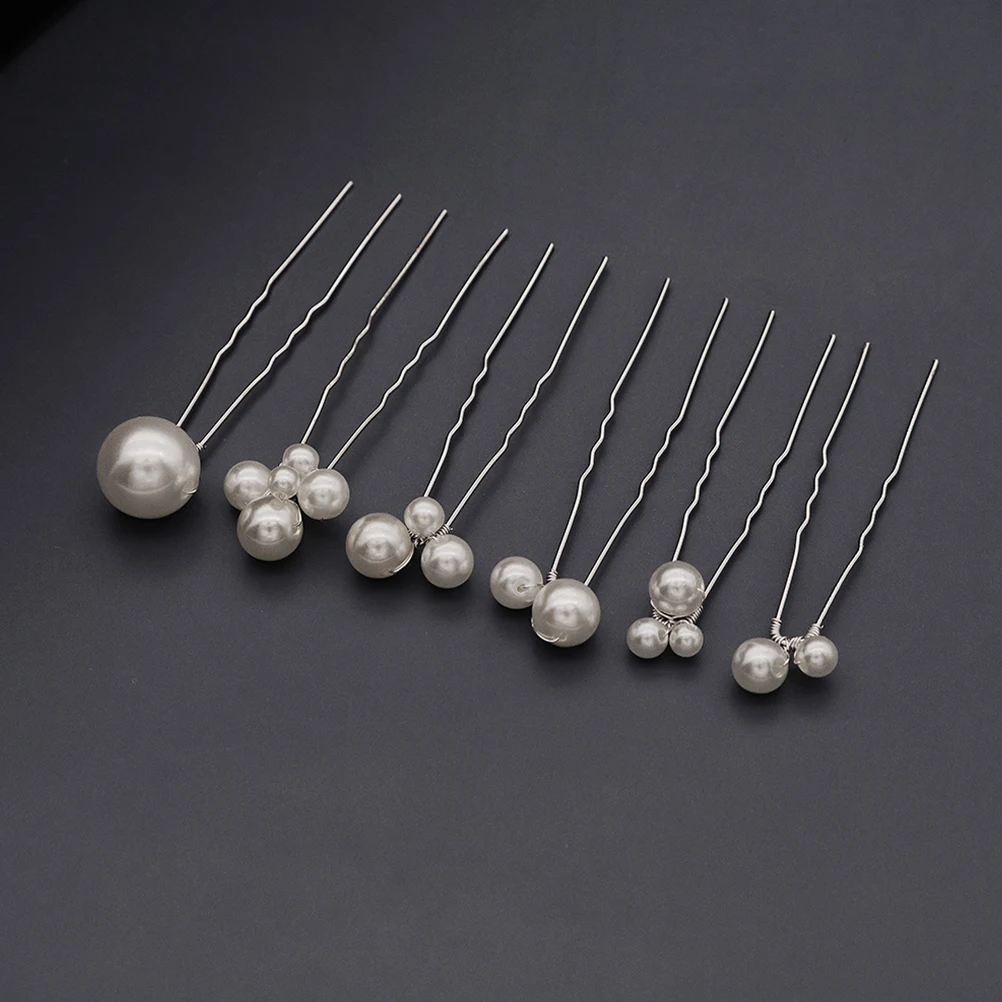 

6 Pcs Pearl Hairpin Set Women Hairpins Bridal Hair Clips Wedding Party Prom Elegant Shining Non Slip Long Lasting Use