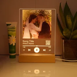 Foto de pareja personalizada, código musical, placa acrílica personalizada, publicidad, decoración de escritorio, luz LED, regalo del Día de San Valentín