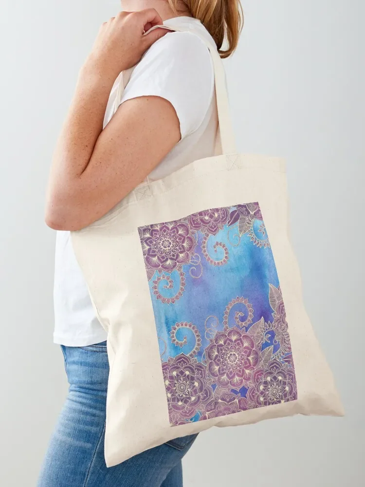 

Magnolia & Magenta Floral on Watercolor Tote Bag shopping cart bags Reusable bags bags woman 2025 eco bag folding