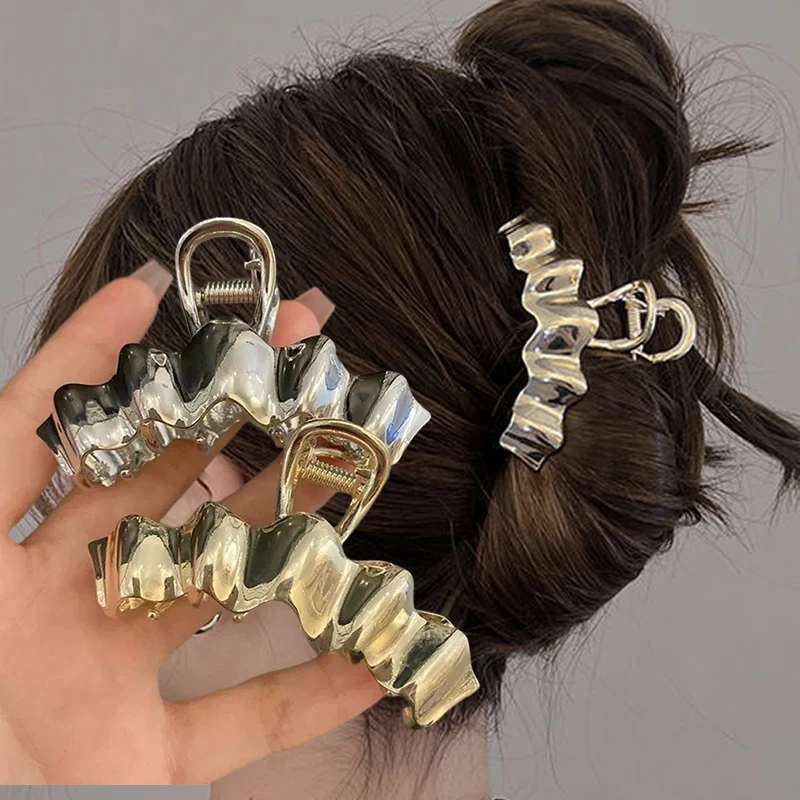 

New Wavy Metal Hair Claw Clip Irregular Hairpins Punk Style Smal lHair Claws Barrettes Women Vintage Jaw Clips Hair Accessories