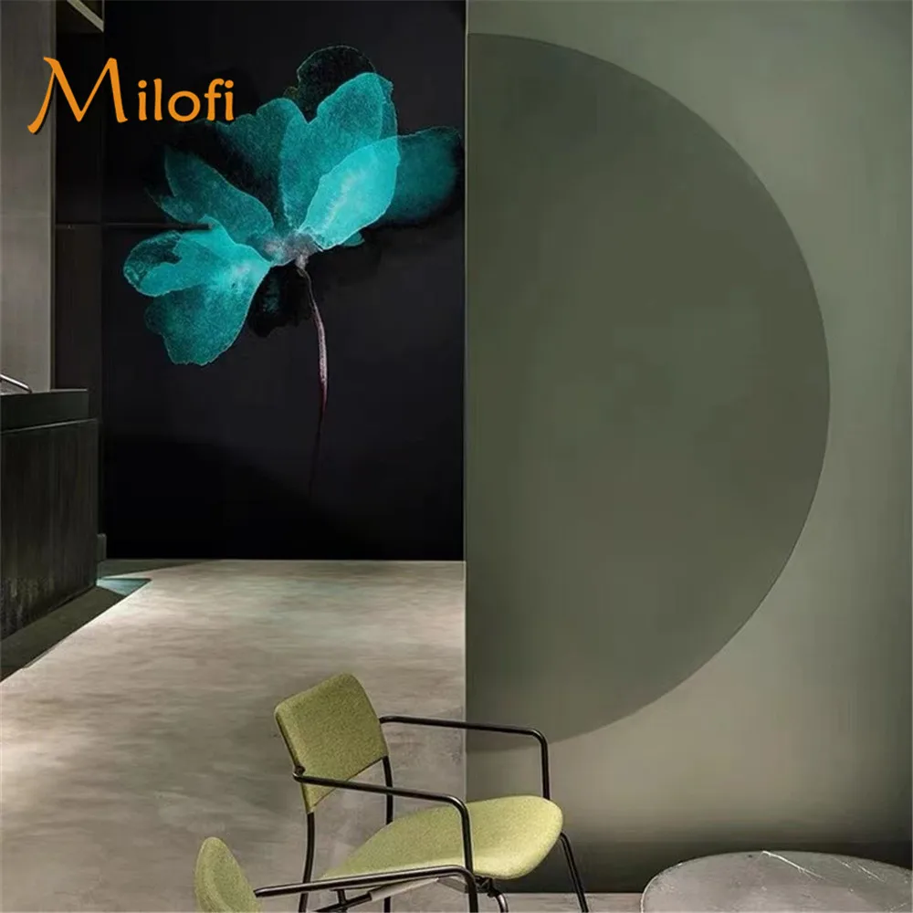 Milofi custom minimalist porch wallpaper, living room blue flower wallpaper, homestay wallpaper, Nordic light luxury mural