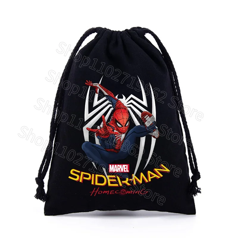 Spidermans Drawstring Pockets Marvels Storage Bags Multiple Sizes Portable Small Items Stored Christmas Halloween Party Gift Bag