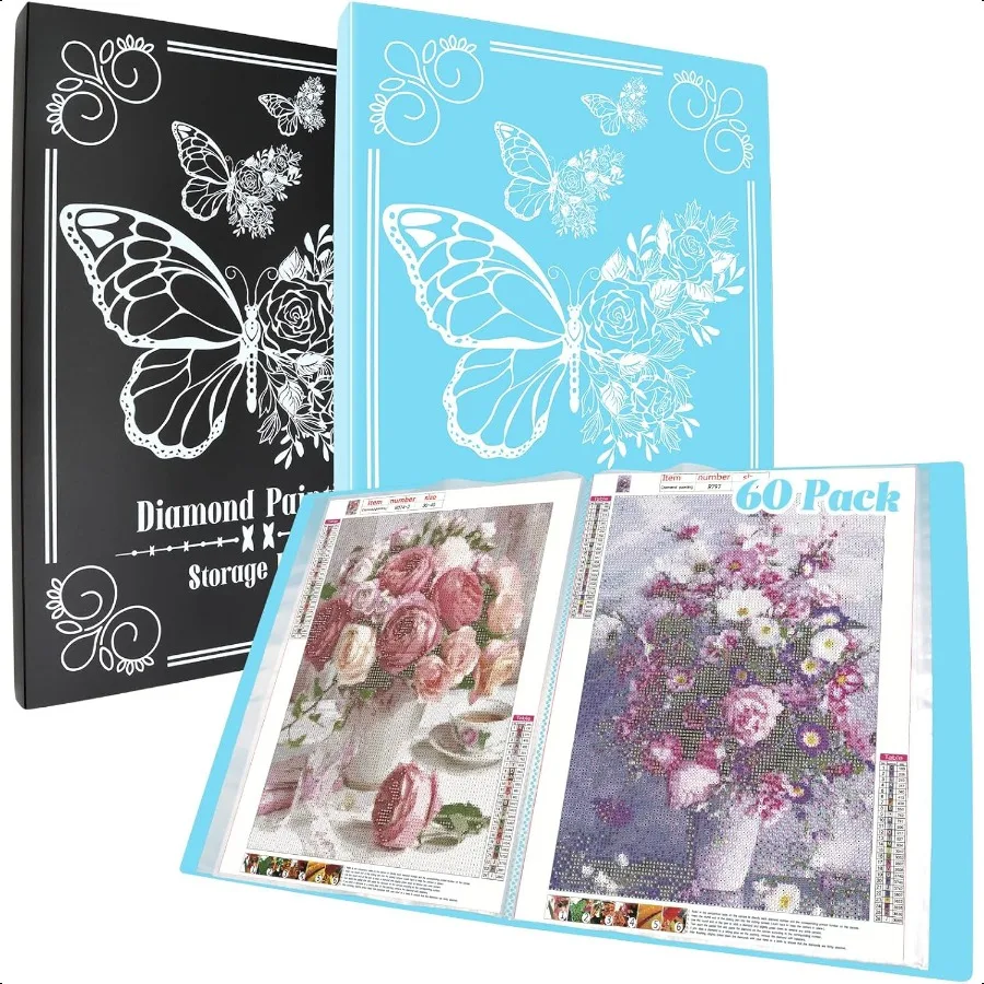 

2 Pack A3 Diamond Painting Storage Book 60 Pages Art Portfolio Diamond Art Storage Large Folder Suitable for 12x16 inch Diamond