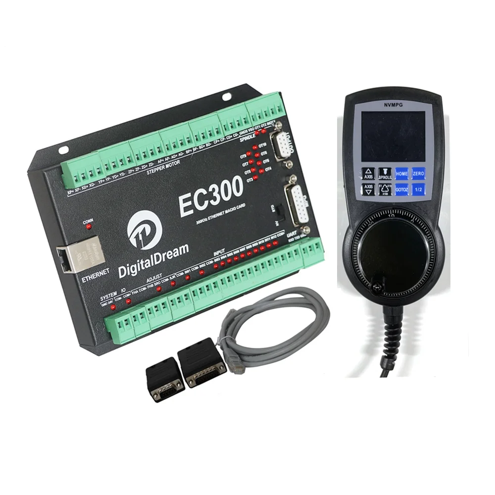 

China Factory Directly EC300 Mach3 Ethernet Control Card 4Axis Motion Controller Breakout Board With TFT Screen NVMPG Handwheel