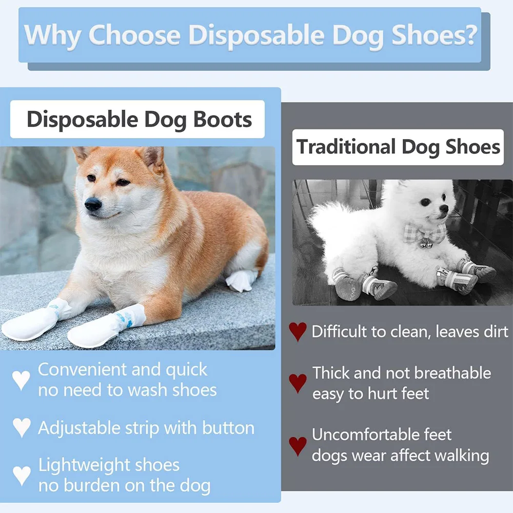 New 20pcs Pet Dog Disposable Paw Shoes Waterproof  Anti-Dirt Shoe Covers Outdoor Dog Walking For Small Cats Puppy Socks Booties