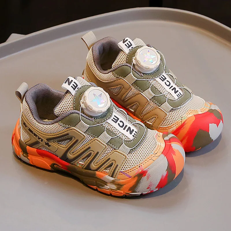 

PU Leather Sport Shoes For Children 2025 Trend Fashion Camouflage Children's Running Shoes Anti-slippery Teenager Kid's Sneakers