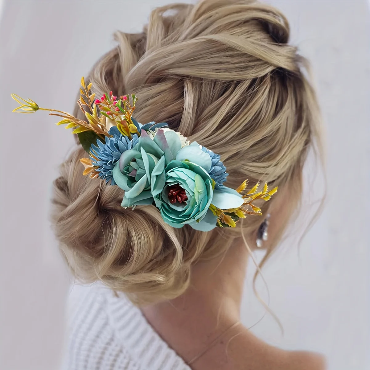 1 قطعة بوهو زهرة ديكور الشعر الجانب مشط الزفاف مشط الزفاف خوذة حفل زفاف إكسسوارات الشعر #3