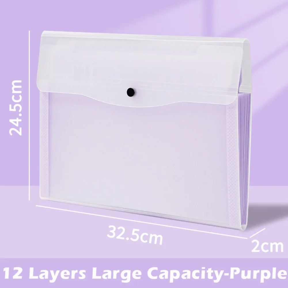 

Multi-functional 12 Layers File Bag Large Capacity Waterproof Document Storage Bag Snap Button Design File Folder School Office