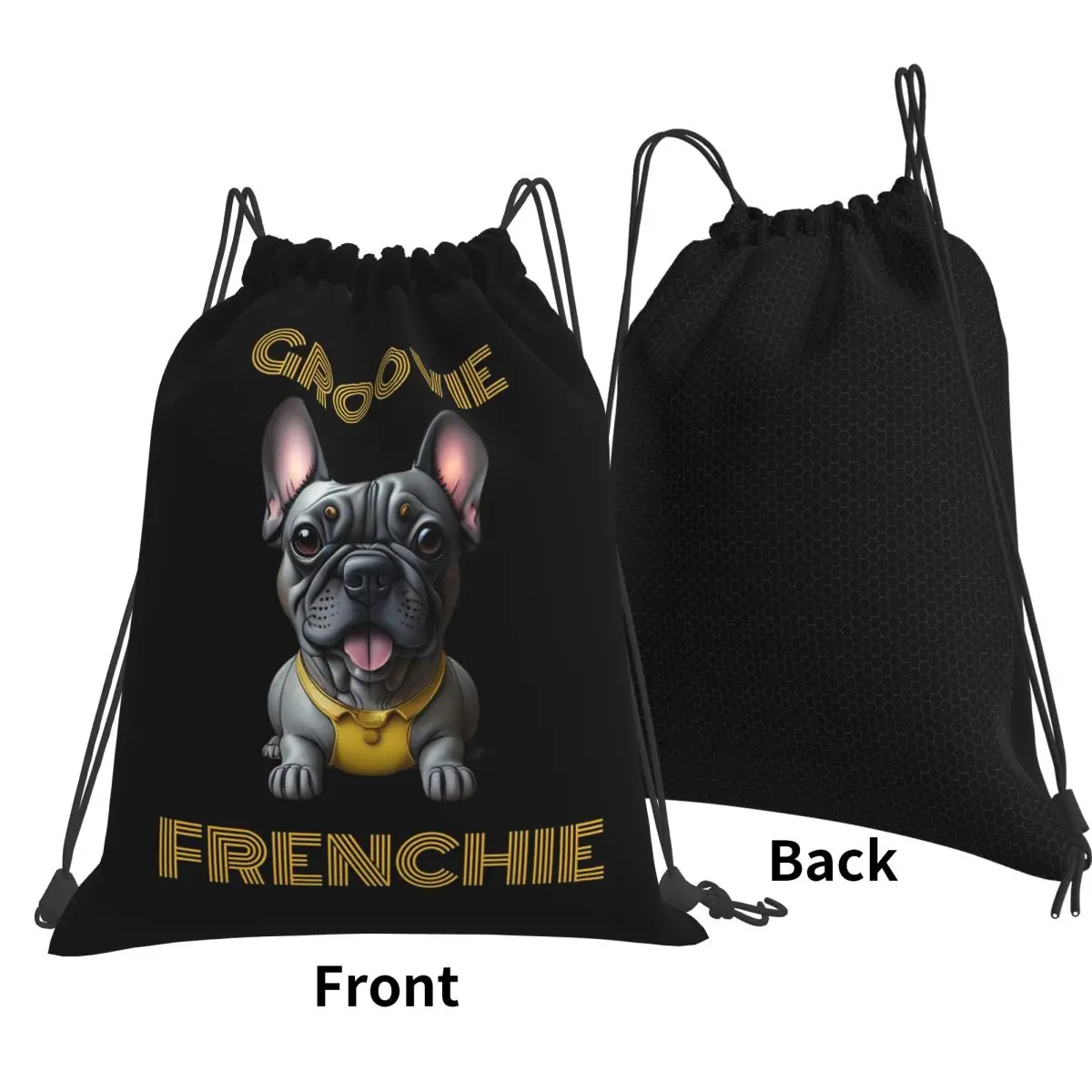 Groovie Frenchie, French Bullddog Backpacks Multi-function Drawstring Bags Storage Bag Book Bags for Man Woman School