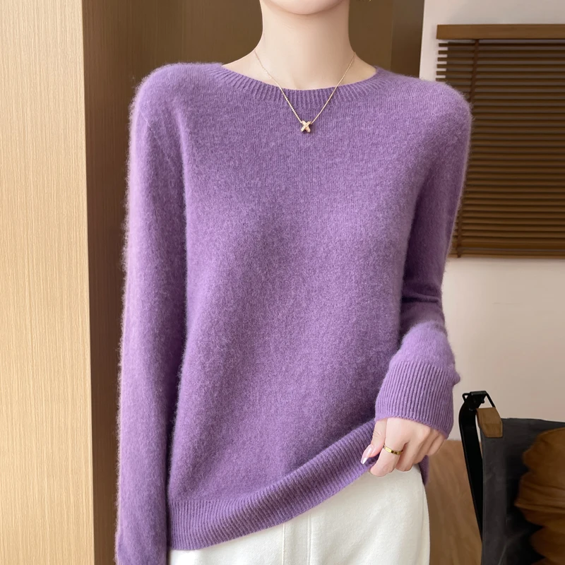 Women\'s autumn and winter new cashmere sweater 100% pure wool O-neck knit pullover fashion loose warm bottoming shirt top 836