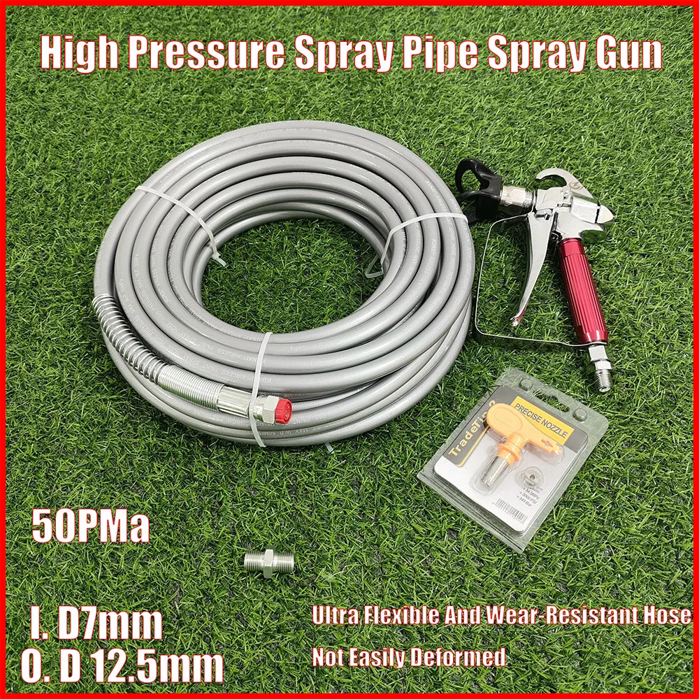 1/4 Inch Airless Spray Paint Hose, Upgraded Double-Layer Thick Fiber Ultra Flexible 10M-40M, 1/4 Interface Spray Gun