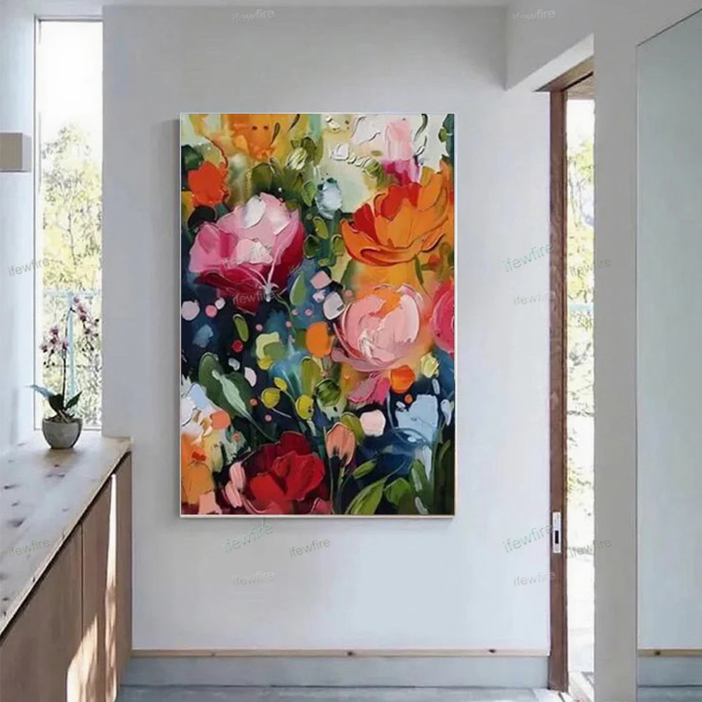 

High Quality Hand Painted Tree Oil Painting Abstract Palette Knife Texture Flower Canvas Art Wall Pictures Cuadros Home Decor