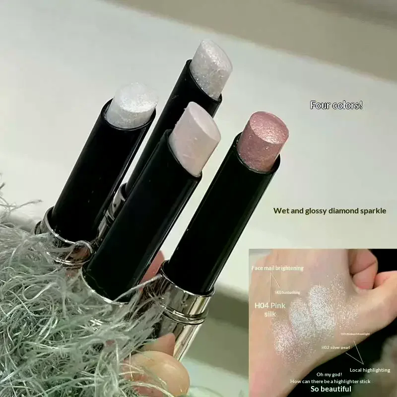 

HERORANGE Shimmer Highlighter Stick Natural Glitter White Highlight Eyeshadow Pencil Contour Shading Brightening Face Makeup