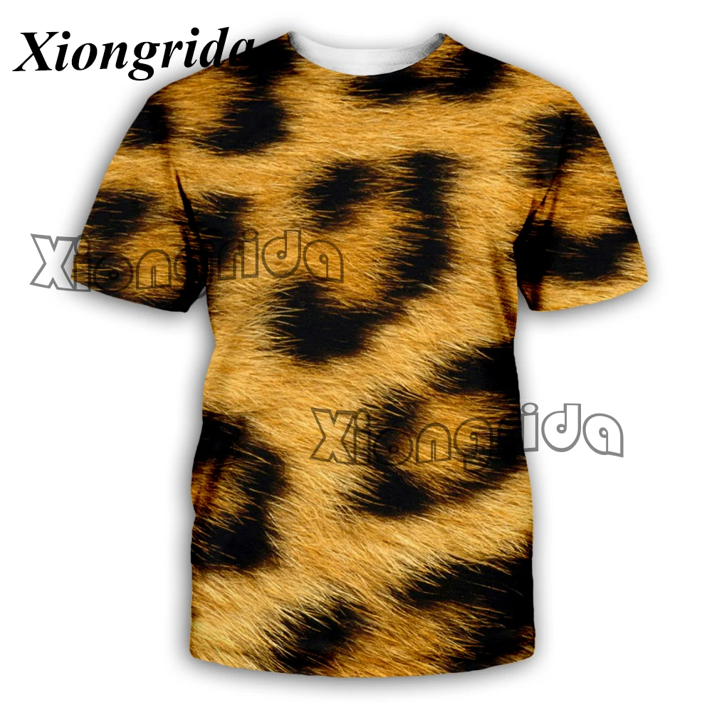 

Summer Leopard Fashion 3D Print T-shirt Men's Crew Short Sleeve Casual Tees Women Y2k Harajuku Tops Clothing