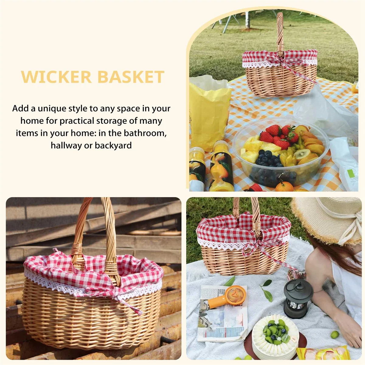 Wicker Basket Gift Baskets Empty Oval Willow Woven Picnic Basket with Handle Wedding Basket Small