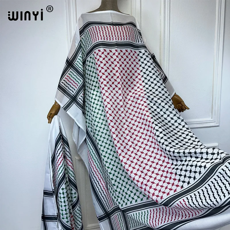 WINYI classic dresses with scarf 2 piece set Kaftan maxi dresses loose fashion Streetwear luxury abaya muslim woman dubai عبايا