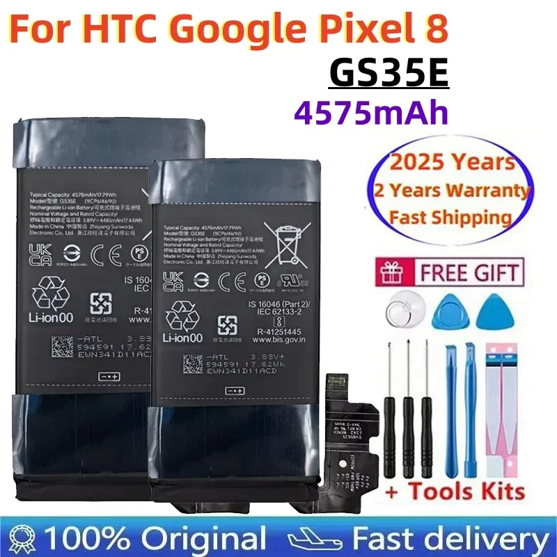 

Новинка 2025 года, 100% оригинал GS35E, 4575 мАч для HTC Pixel8, сменный аккумулятор для мобильного телефона Google Pixel 8, аккумуляторы Bateria