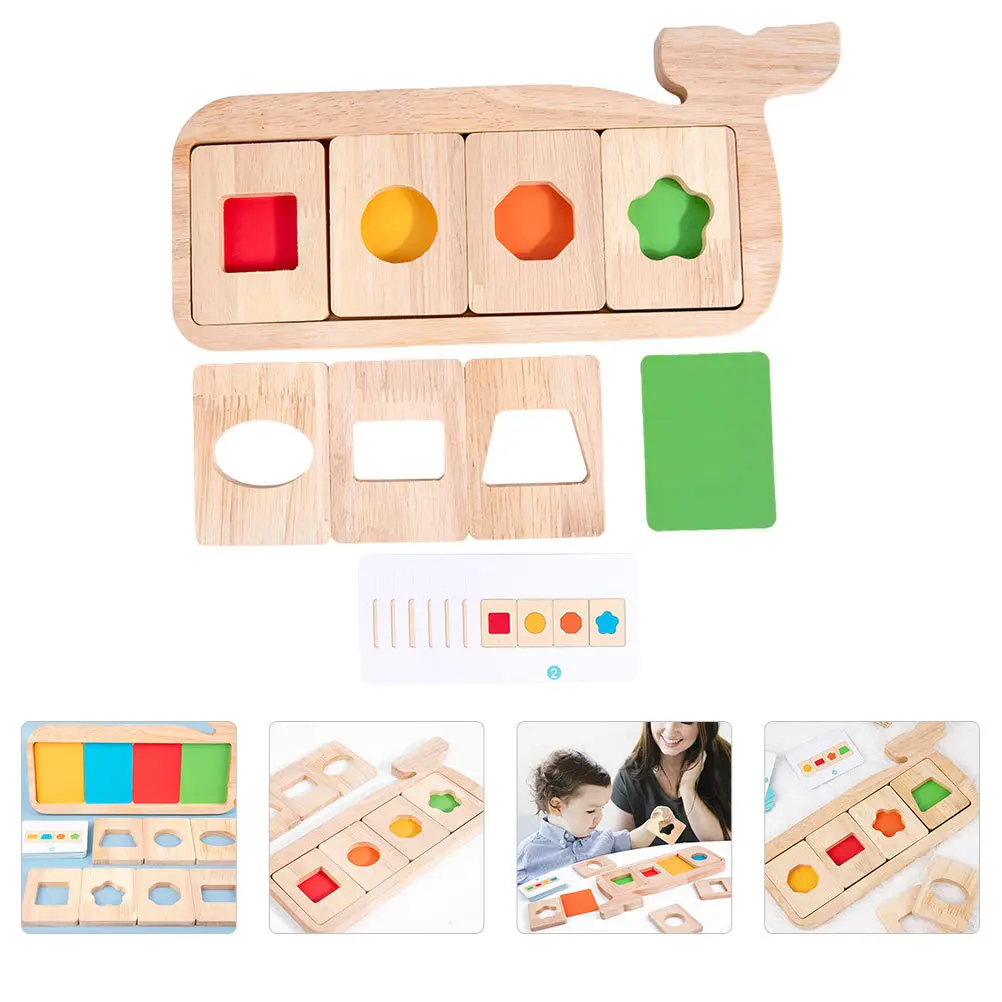 1 Set Wal-Geometrie-Puzzle aus Holz, Lernspielzeug zur Farberkennung, verbessert die Hand-Augen-Koordination, kognitive Fähigkeiten, für Eltern