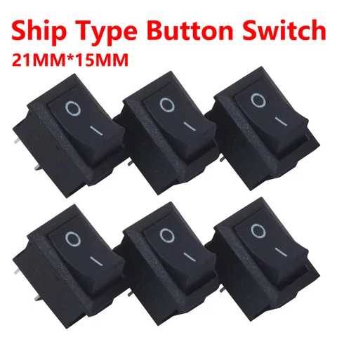 5/20/100PCS KCD1-10 Small Rocker Switch 2 Pin Car Boat Round ON/OFF 6A 250V 10A 125V 15X21mm Toggle Switch Black