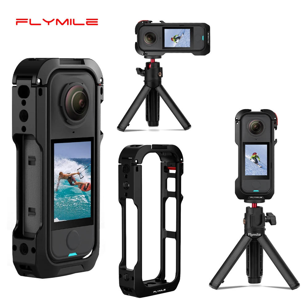 Flymile Metal Cage Protective Case for Insta360 X4 Air Accessories Frame Cage Cold Shoe Multifunction Expansion Mounts