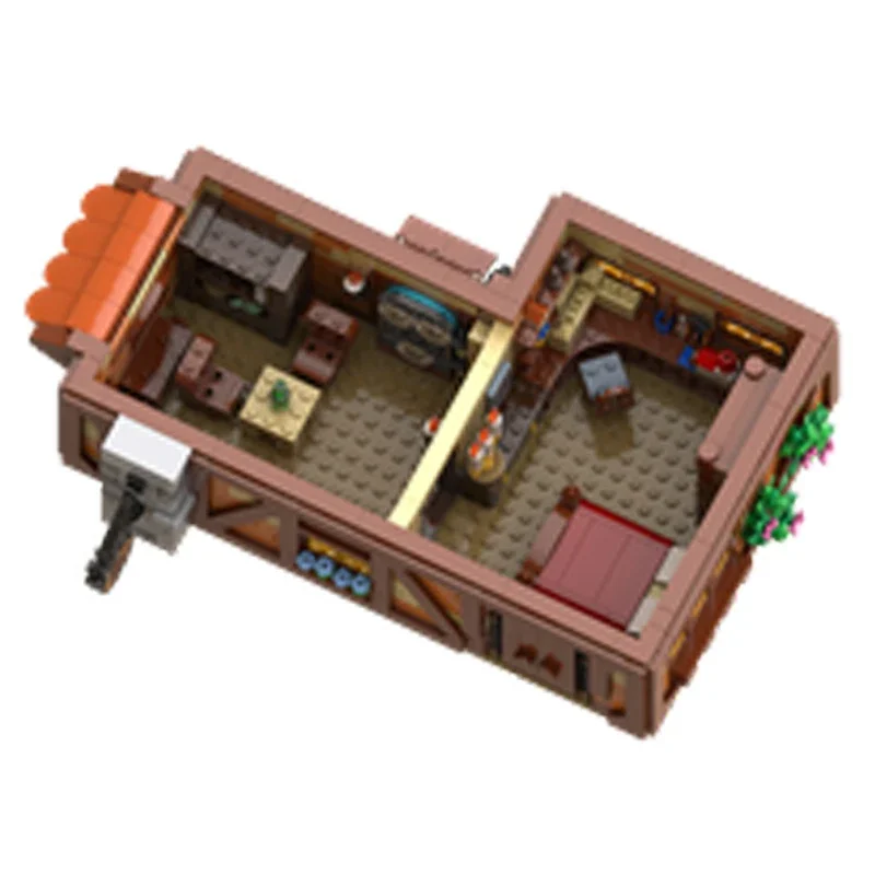 Modello Medievale Street View MOC Edificio Mattone Lavorazione del Legno Officina Tecnologia Modulare Regalo Vacanza Assemblare Giocattolo per Bambini Vestito