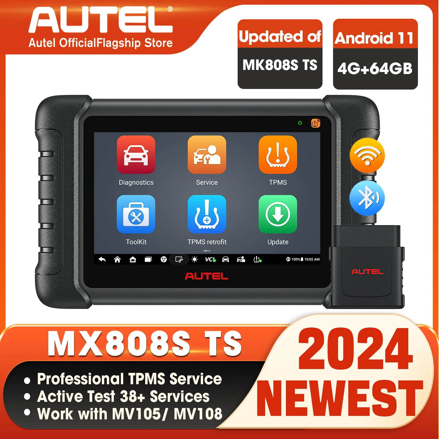 Autel MaxiCheck MX808S-TS Car Bidirectional Control Diagnostic Tools With Full TPMS Services,All System 38+ Service PK MK808TS