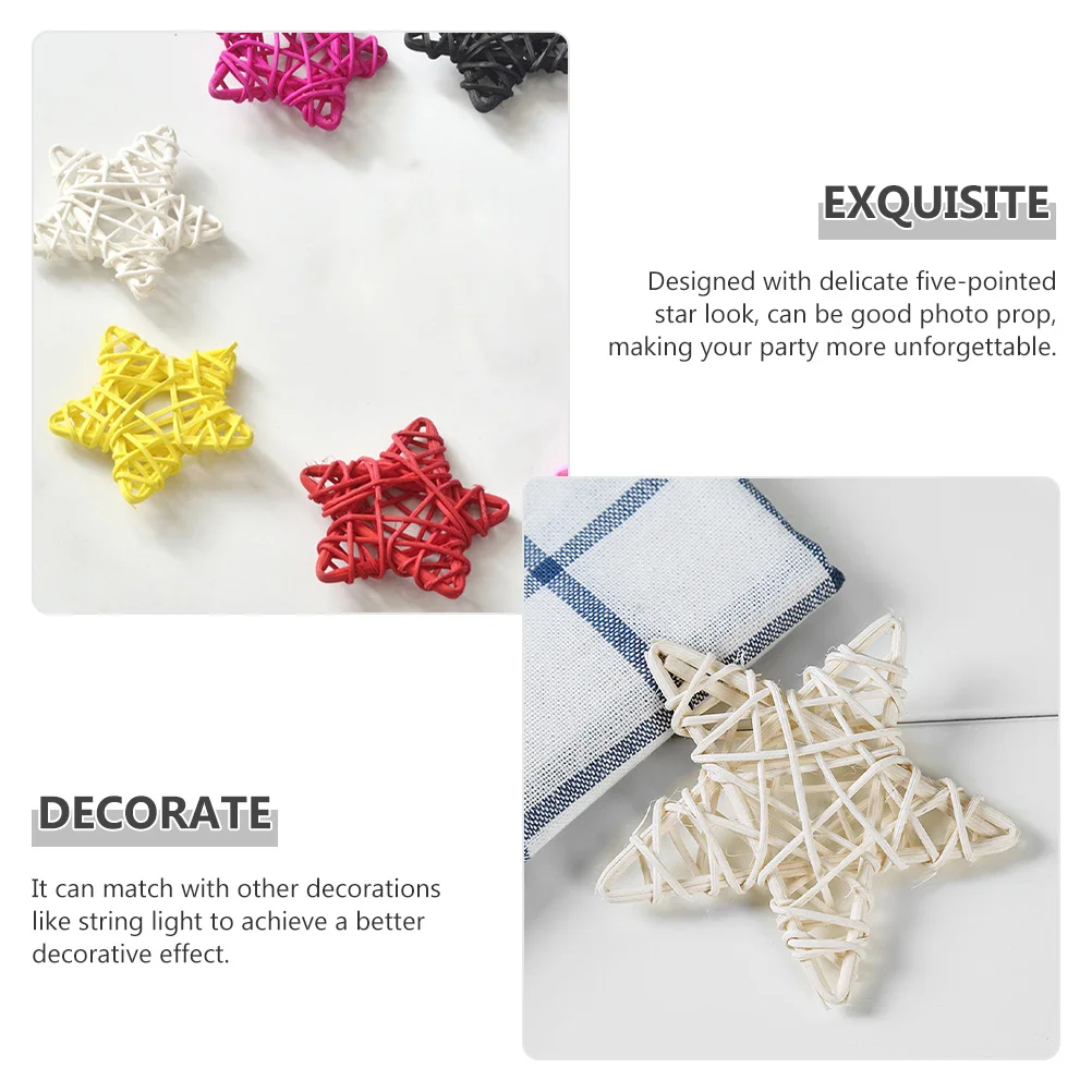 

20pcs Rattan Stars Natural Color Star Hanging Decoration For Home Wedding Diy Vase Bowl Filler Ornaments Living Room Decor