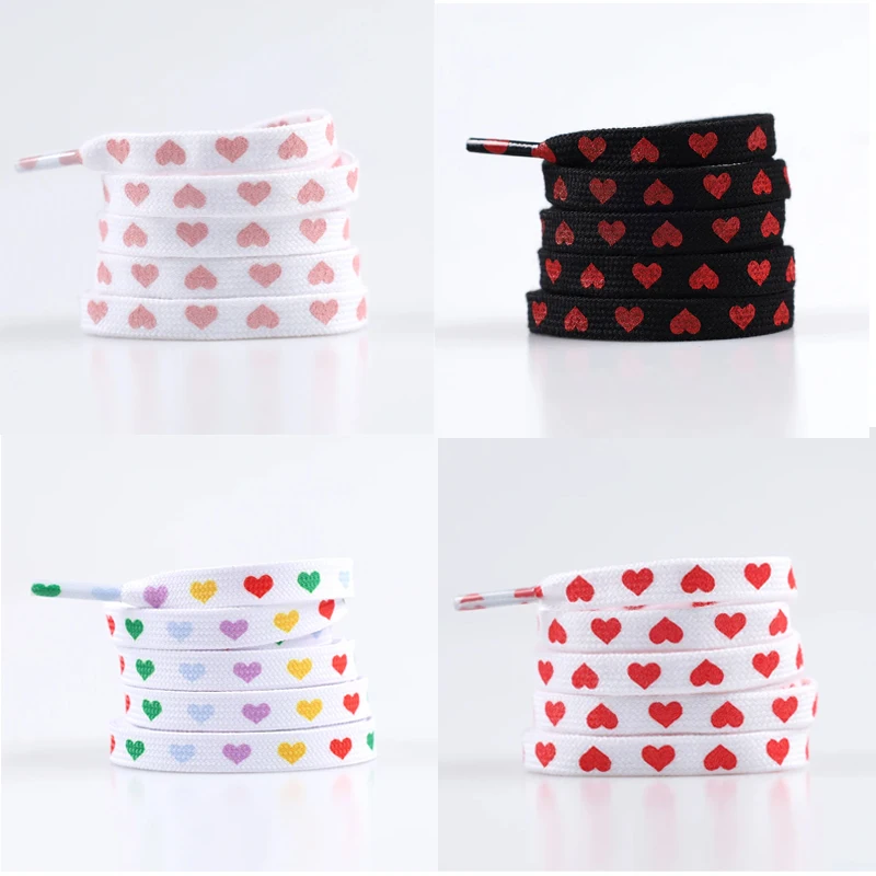 1 Pair Women White Canvas Shoes Red Heart Print Shoelace Heart Charm Decor High Top Sneakers Casual Flat Board Shoes