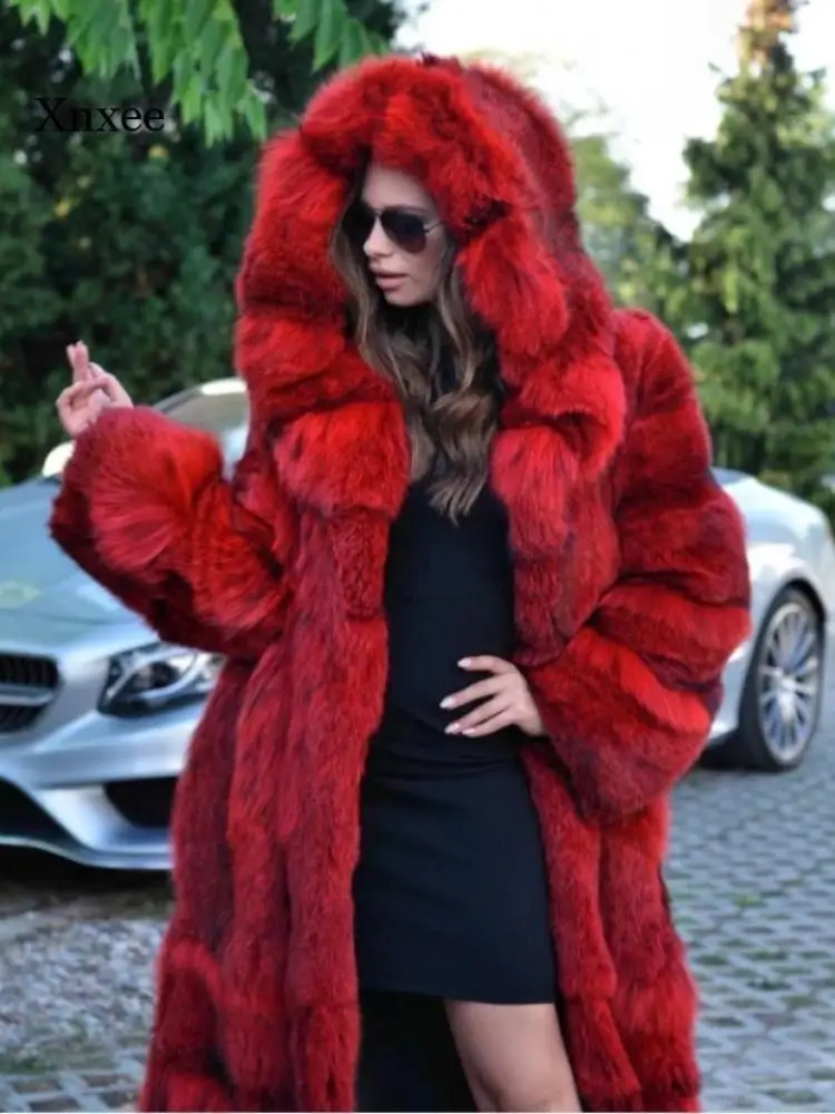 Inverno moda feminina casaco de pele de vison explosiva imitação de pele de raposa casaco de pele comprimento médio tudo em uma pele roupas femininas