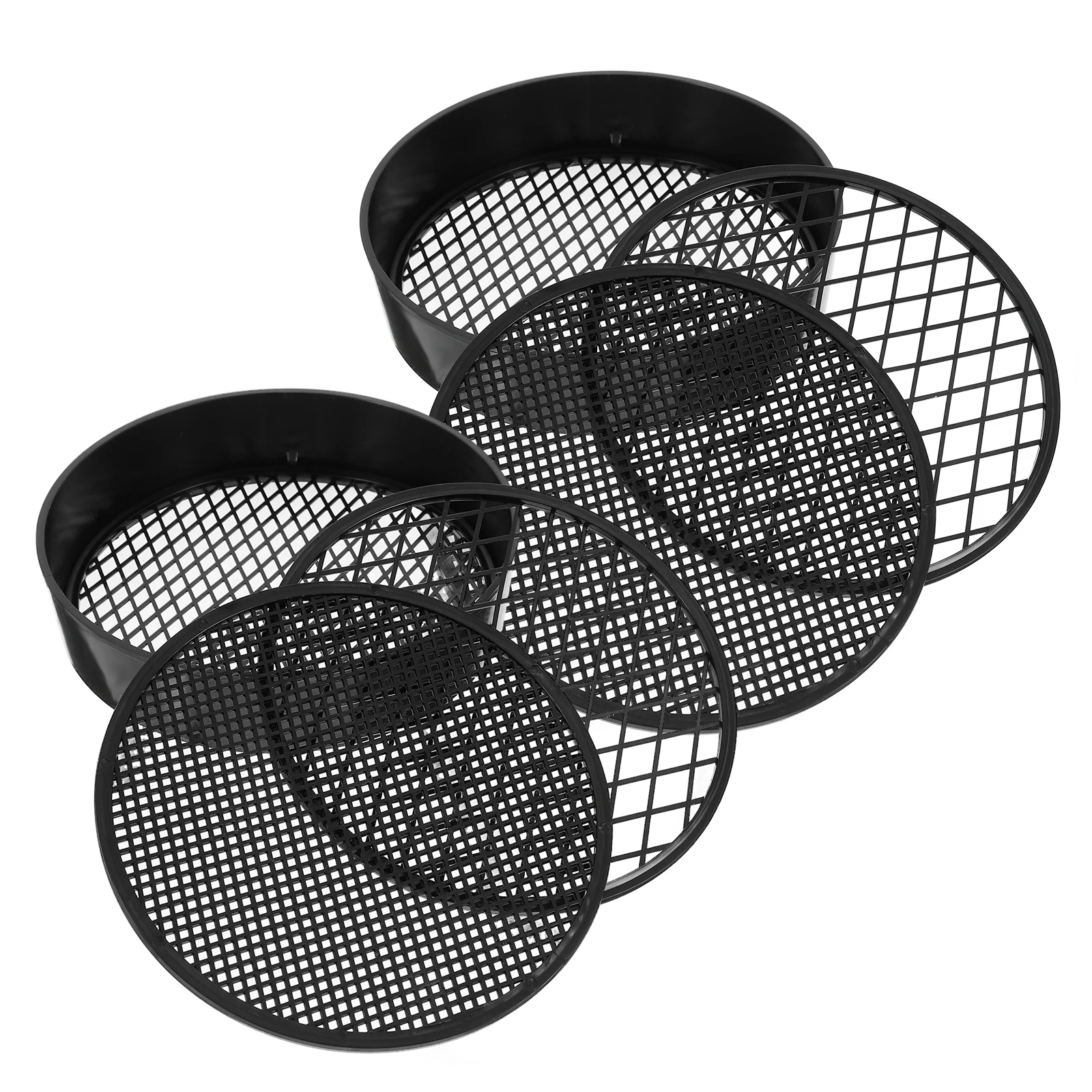 

2 Sets Handheld Sieve Plastic Lab Test Sifter Pan Kids Science Sieves Experiment Beach Tool Teaching Prop Mesh Size