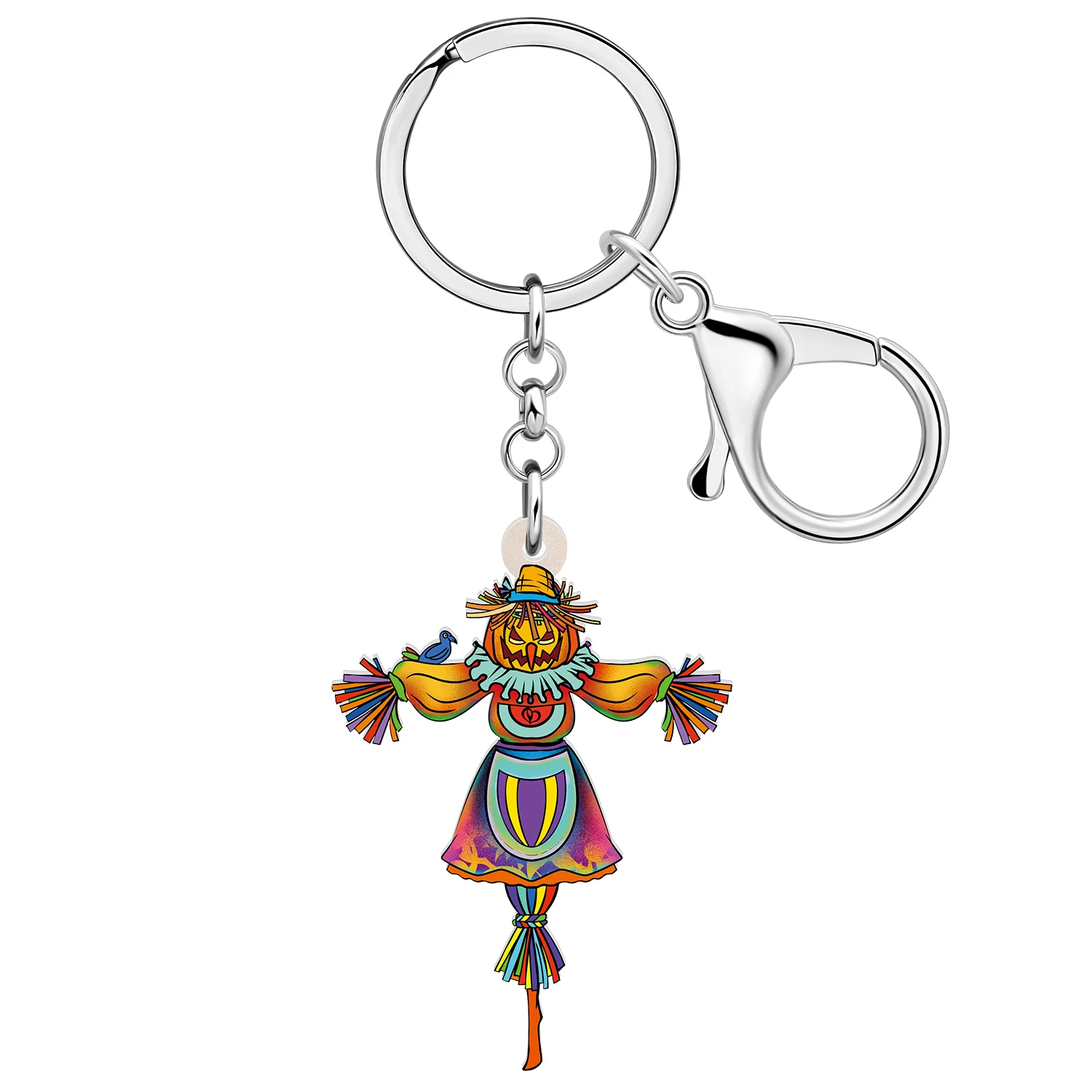 WEVENI Halloween Acrylic Pumpkin Scarecrow Keychains Novelty Keyring Spooky Autumn Jewelry for Women Backpack Handbag Purse