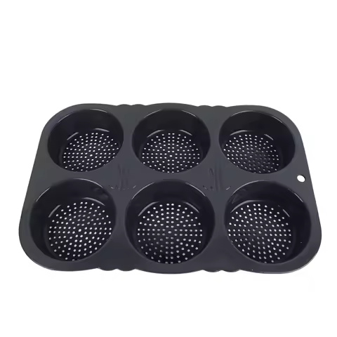 Hamburger Bun Pan Easy To Clean Foldable Heat Resistance Baking Mould 6 Cavity for Kitchen for Microwaves