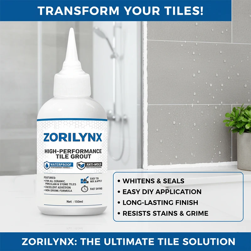 Waterproof White Grout for Bathroom Kitchen, Anti-Mold Tile Gap Filler 150ml, Quick Dry Sealant for Wall Floor Joint Repair