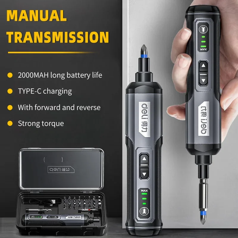 Deli 4V ไขควงไฟฟ้าชุด USB ชาร์จ 10/33 บิตชุดมินิสว่าน Multi-Function Disassembly แรงบิดซ่อมชุดเครื่องมือ