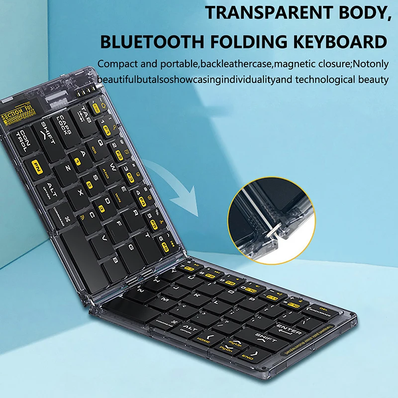 Mini Foldable Wireless Keyboard Ultra Slim Portable Bluetooth Keyboard Rechargeable Folding Keyboard for Windows ForIOS Android