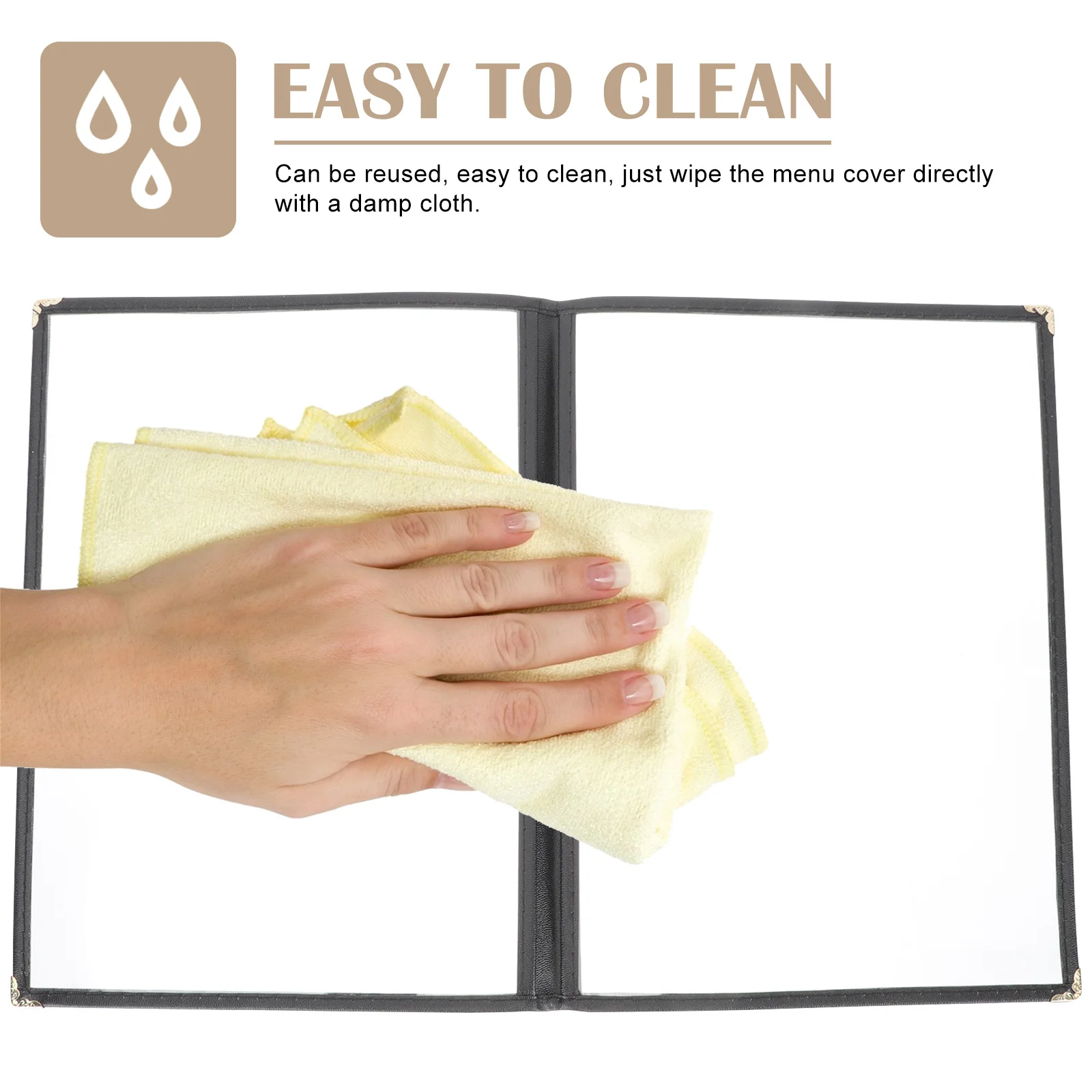 غطاء قائمة مطعم PVC شفاف، مجلد حماية القائمة المتين لبارات الفنادق والمطاعم المقاومة للزيت والماء #3