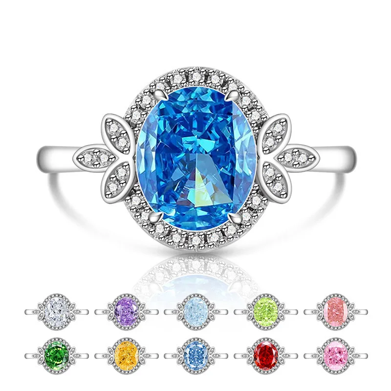 100% pure silver ice flower cut oversized pigeon egg ring - fashionable party, engagement and marriage jewelry for ladies