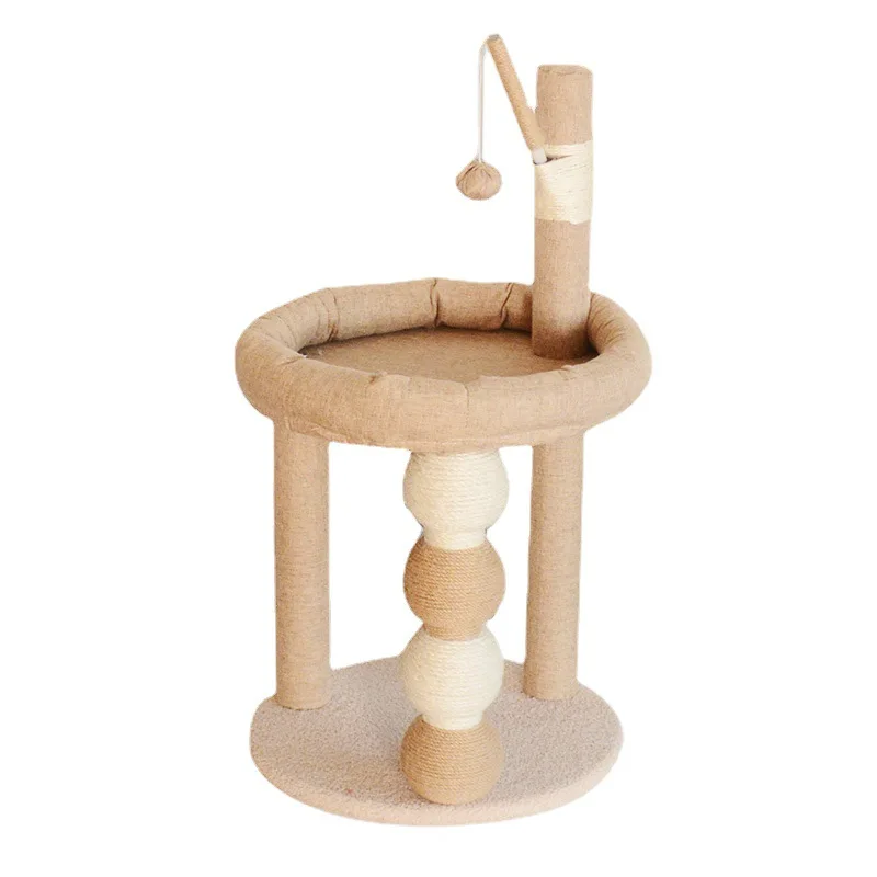 Cat climbing frame integrated sisal scratching column pet bed scratching board does not drop debris