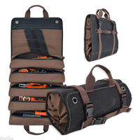 Heavy-Duty Waxed Canvas Tool Roll 15-Pockets Tool Roll Up Bag Organizer Roll Up Tool Bag Organizer