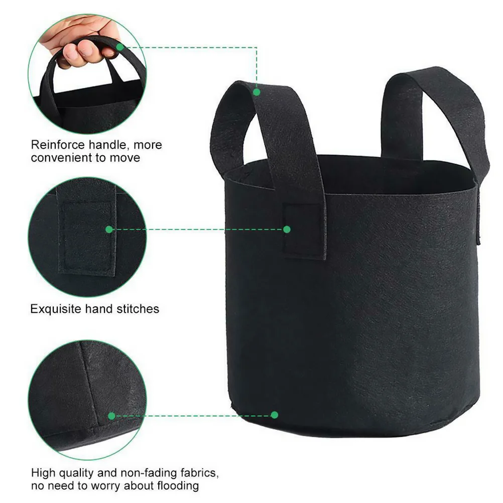 6 قطع من أكياس الزراعة، حقيبة مستديرة متينة لحاوية زراعة أعشاب الخضروات، مستلزمات البستنة الداخلية والخارجية
